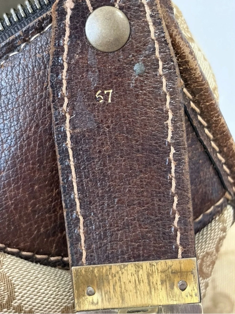 Gucci Beige Monogram Canvas Duffel with Brown Leather Trim